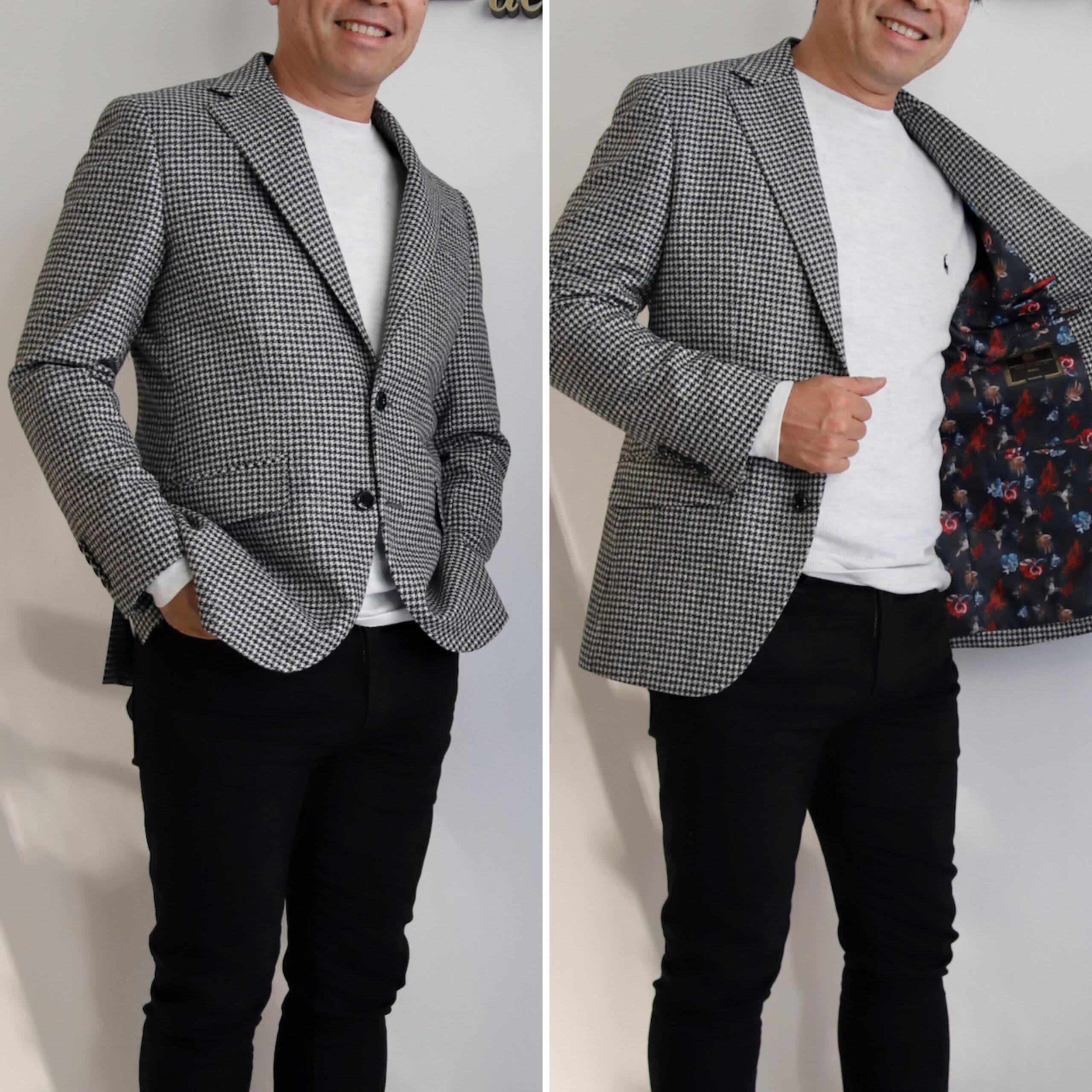千鳥柄ジャケット　ジャケパンスタイル