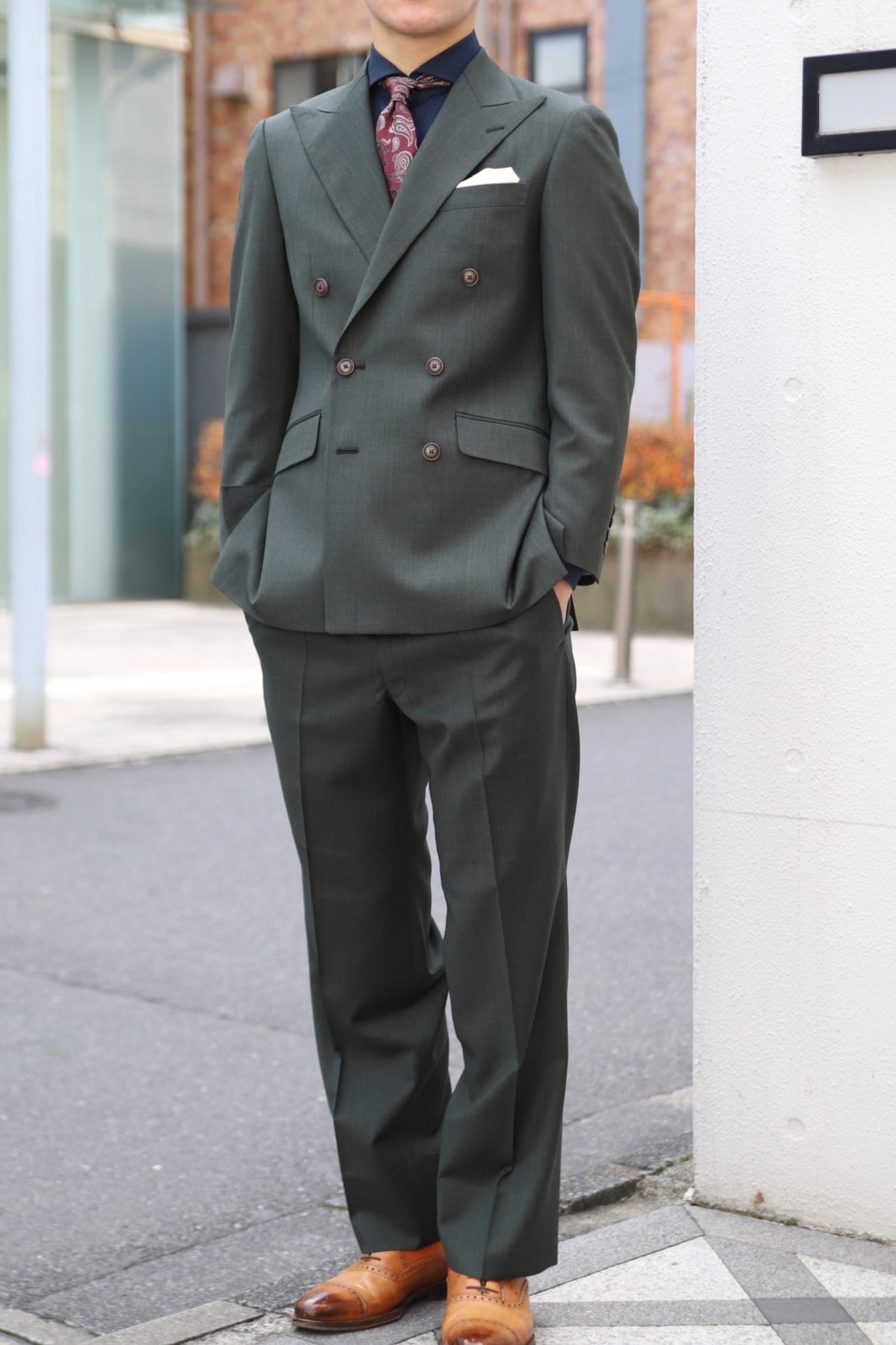 成人式スーツ　お客様スーツ　グリーンスーツ