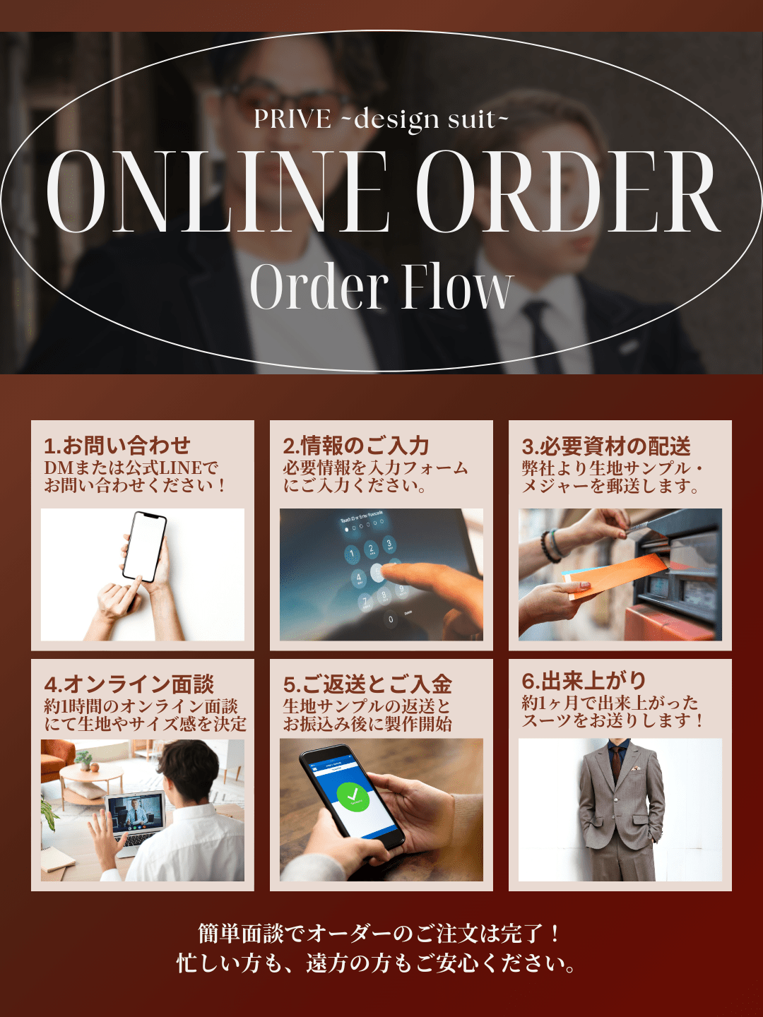オンラインオーダー　オーダースーツ　オーバーサイズスーツ　手順説明