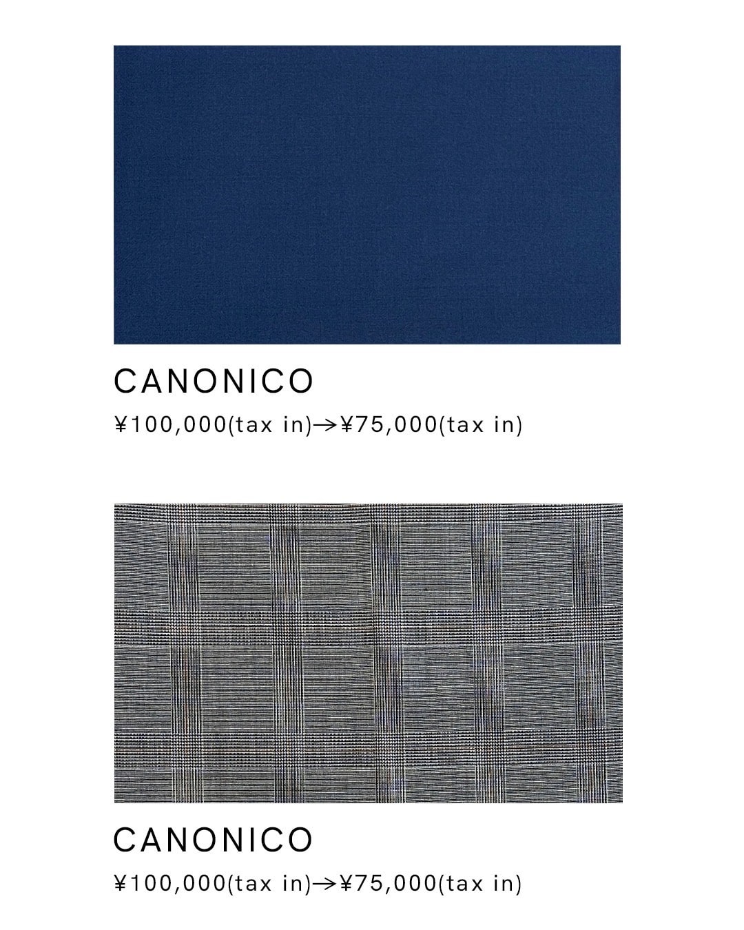 在庫生地セール カノニコ 高級生地 オーダースーツ