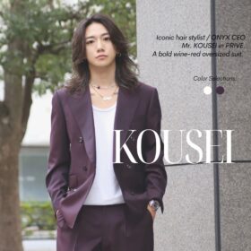 ONYX KOUSEI オーダースーツ　美容師　ワインレッドスーツ