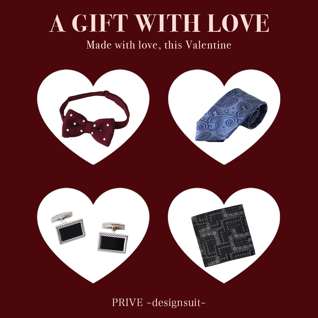 バレンタインギフト　オーダースーツ　プレゼント　ネクタイ　スーツ小物