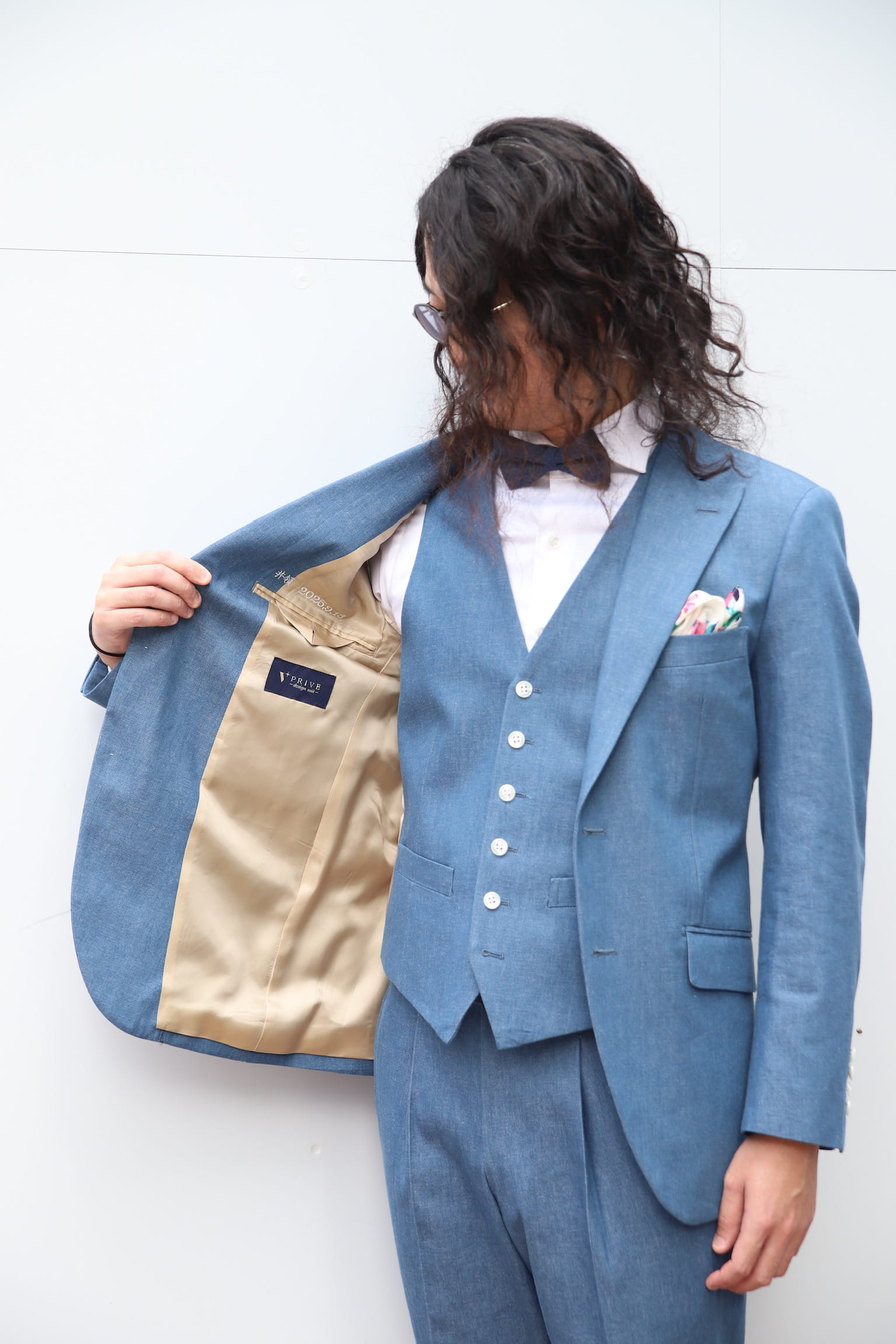 結婚式スーツ　ウェディングスーツ　デニムスーツ　