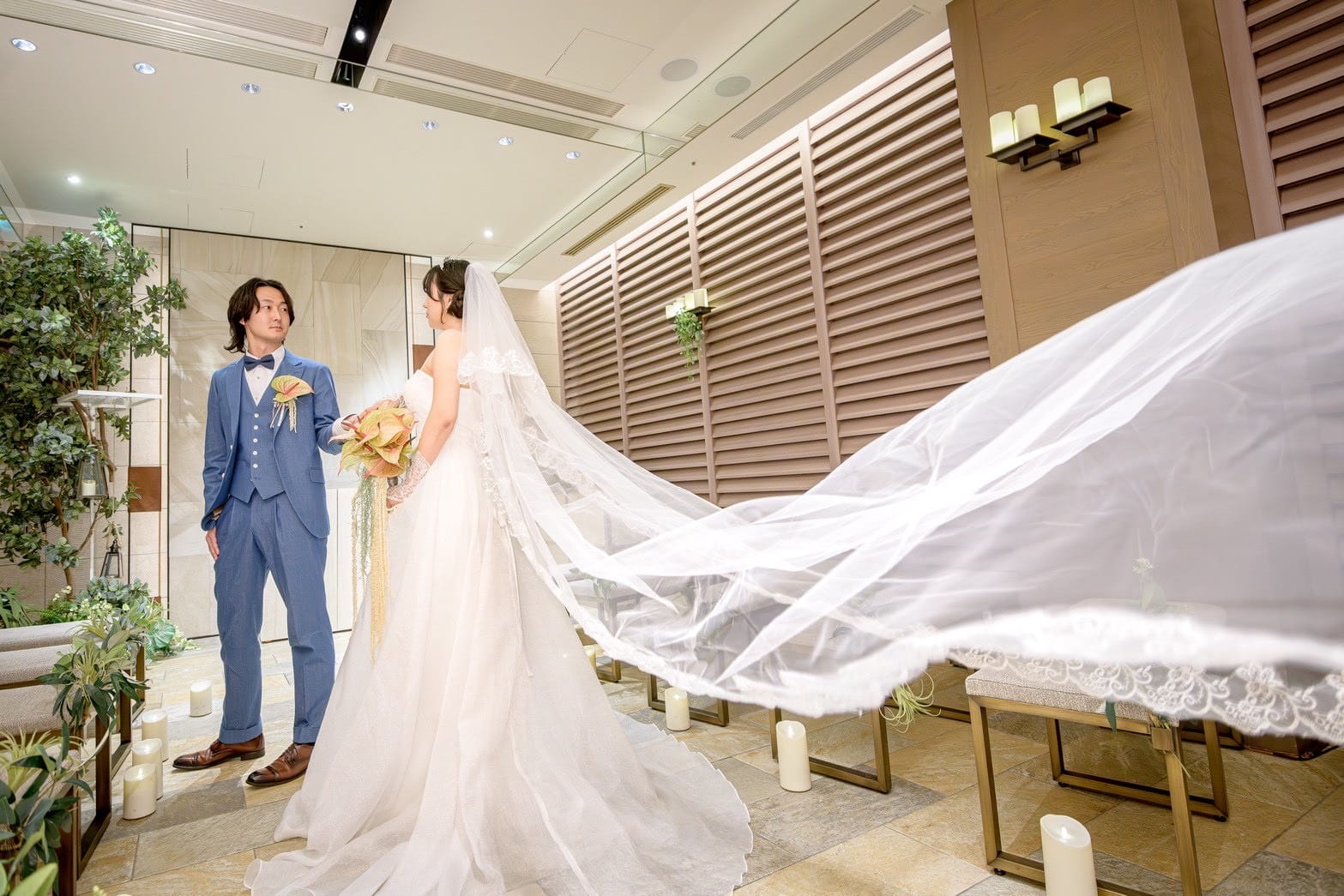 結婚式スーツ　ウェディングスーツ　デニムスーツ　ファーストミート