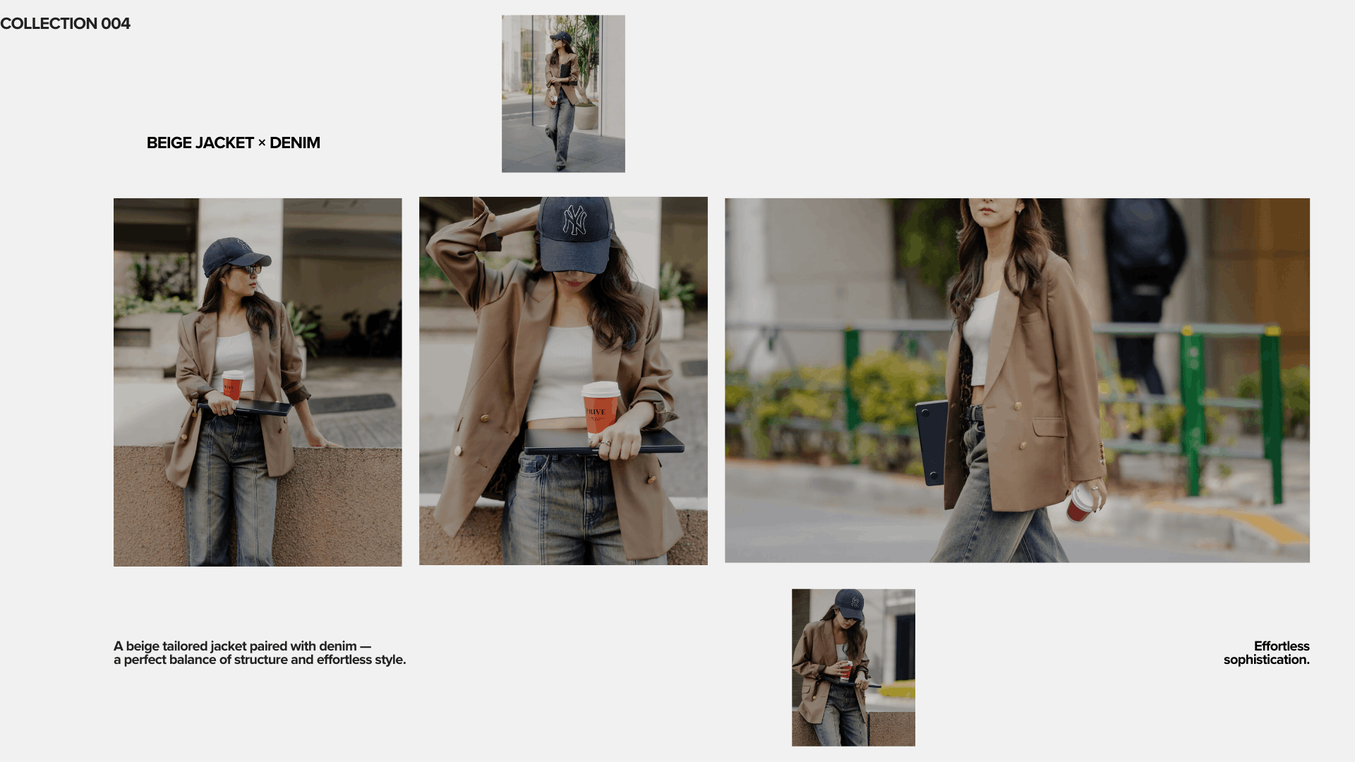 レディーススーツ　ベージュスーツ　着回し　オーバーサイズスーツ　LOOKBOOK