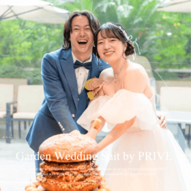 結婚式スーツ　ウェディングスーツ　デニムスーツ　ハンバーガーバイト