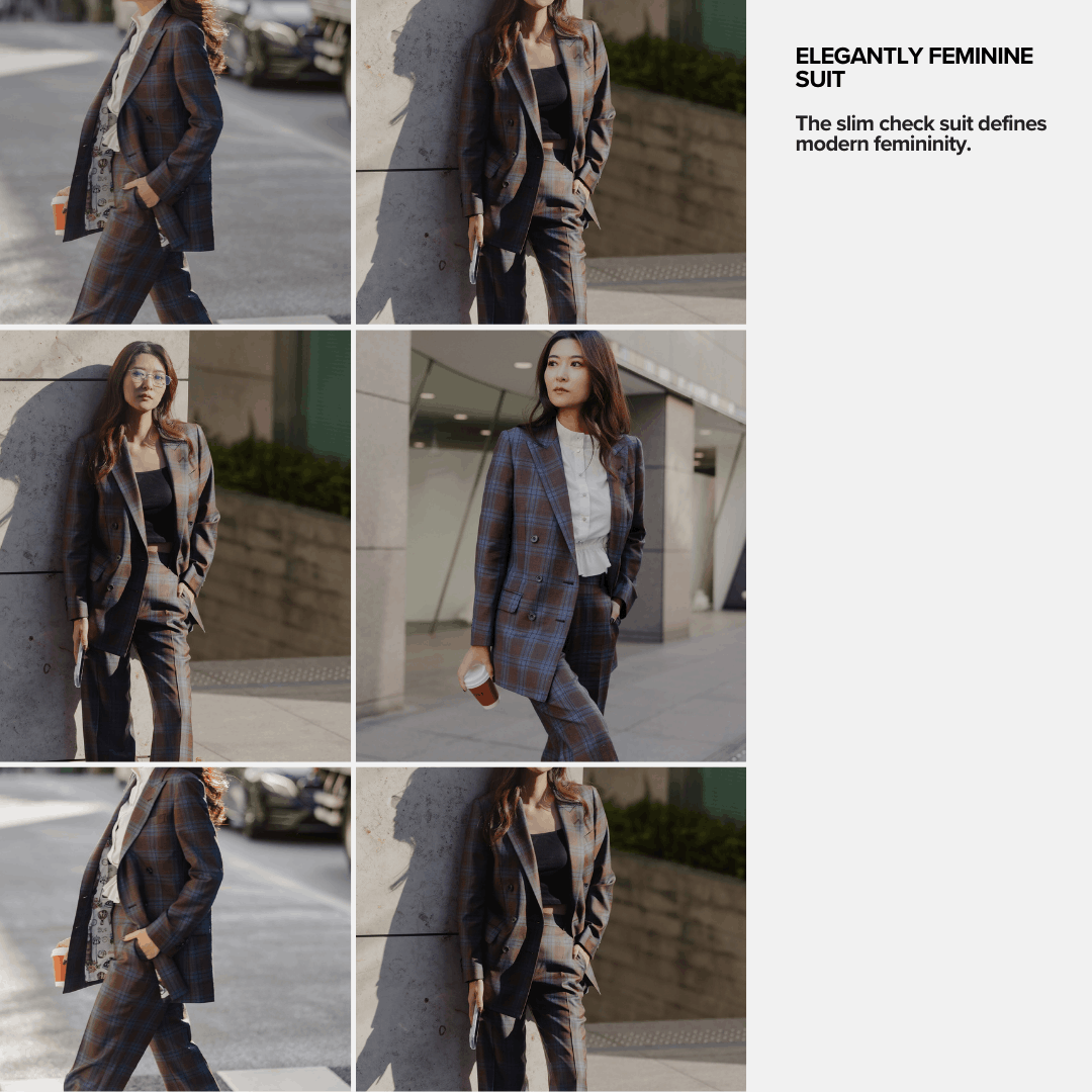 レディーススーツ　チェックスーツ　オーバーサイズスーツ　LOOKBOOK