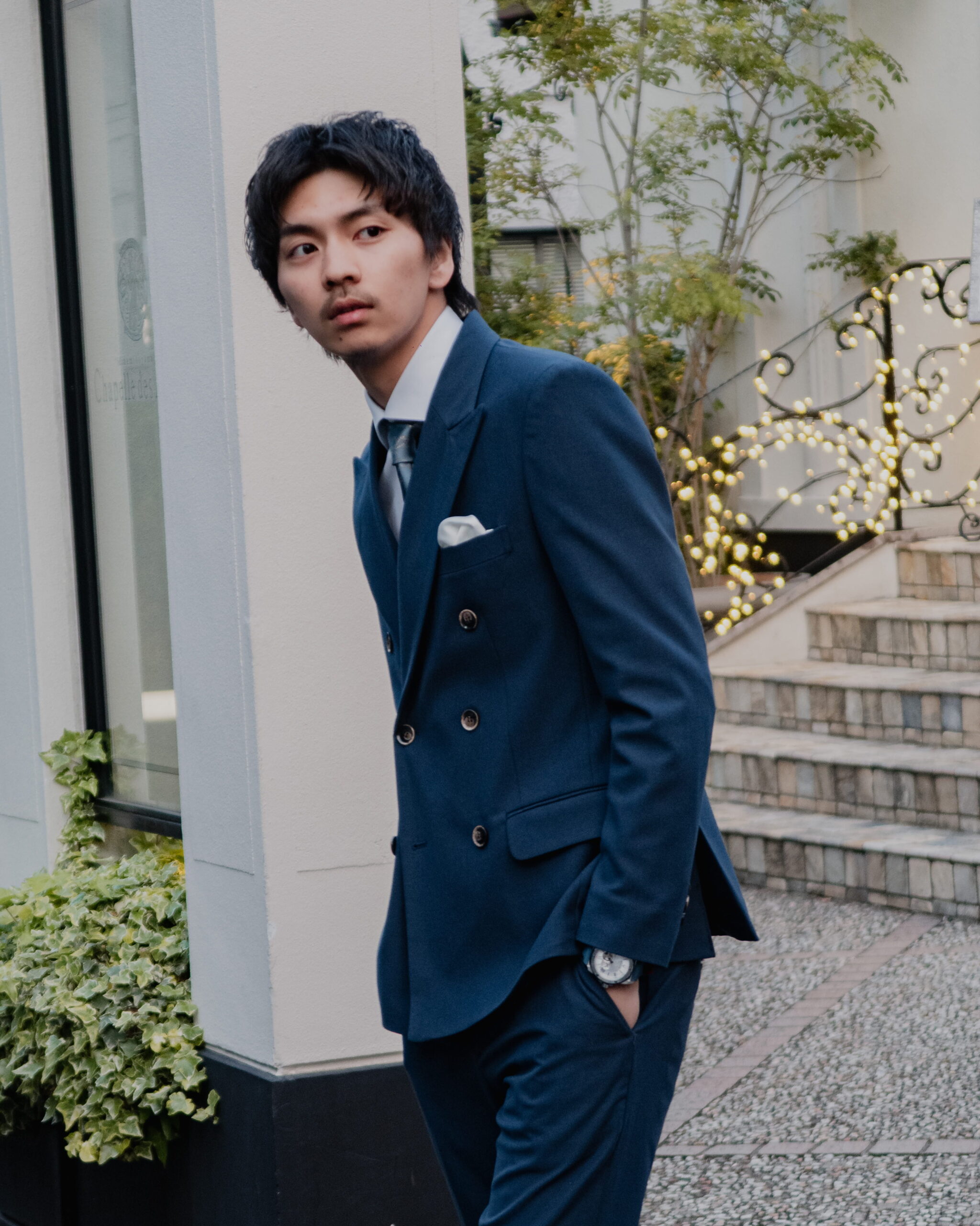 ネイビースーツ　ネイビーセットアップ　ダブルスーツ