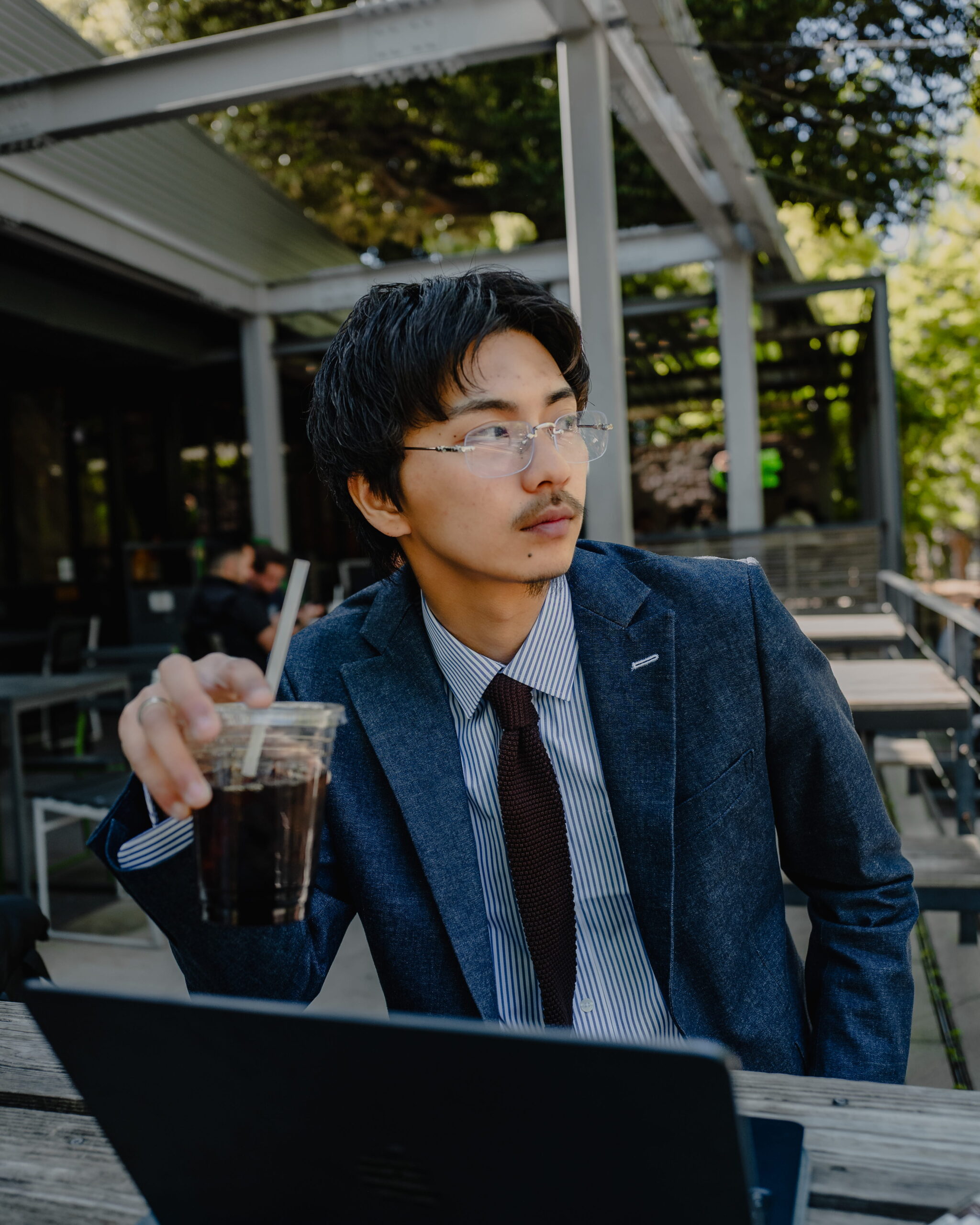 ブルーセットアップ　デニムスーツ　デニムセットアップ