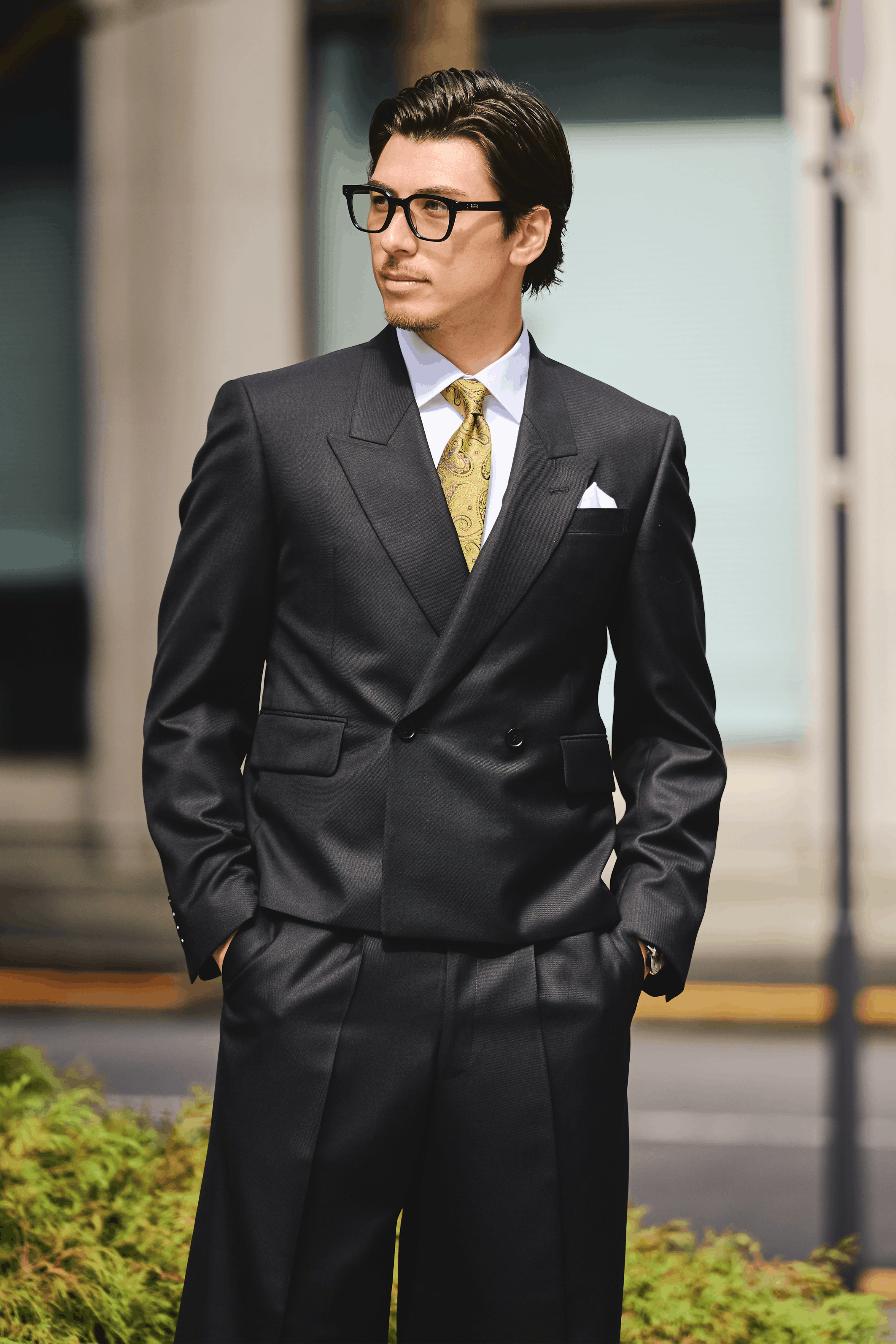 オーバーサイズセットアップ　オーバーサイズスーツ　ショート丈　　ブラックスーツ