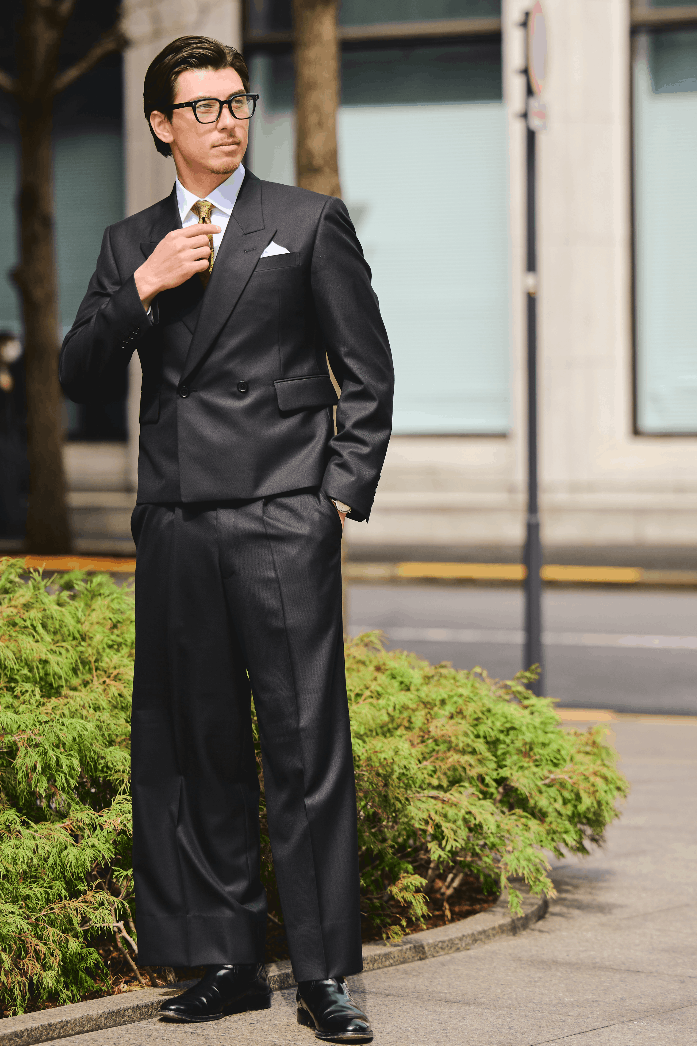 オーバーサイズセットアップ　オーバーサイズスーツ　ショート丈　　ブラックスーツ