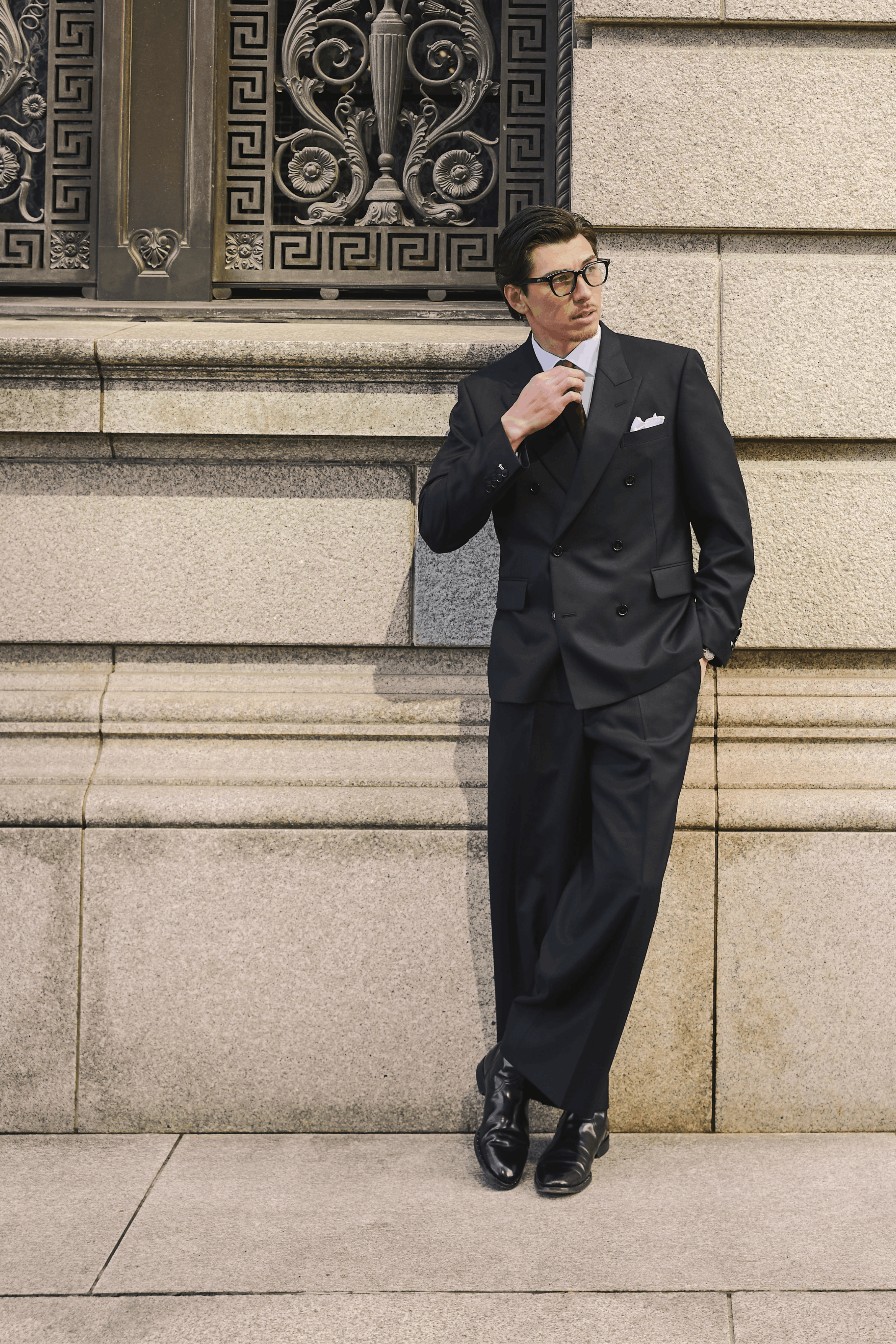 オーバーサイズセットアップ　オーバーサイズスーツ　ロング丈　　ブラックスーツ