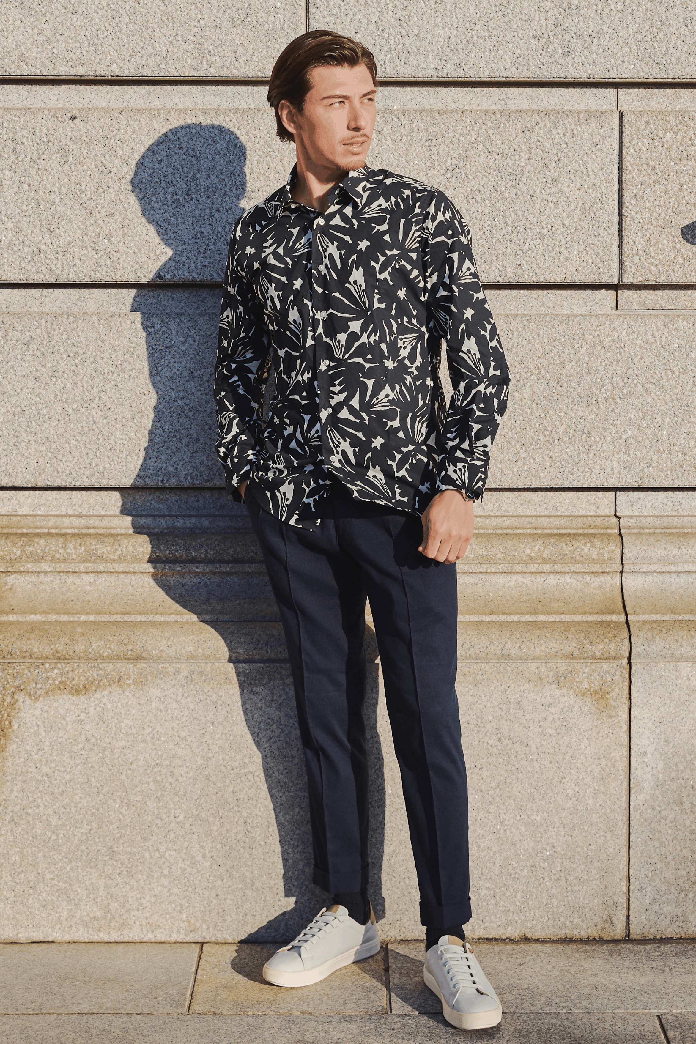 新作商品 ワイシャツ 柄シャツ スーツスタイル ボタニカルシャツ